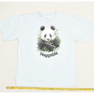 Alore Men T Shirt Short Sleeve Cotton Blue Size XL USA Made Panda Huggable Stain